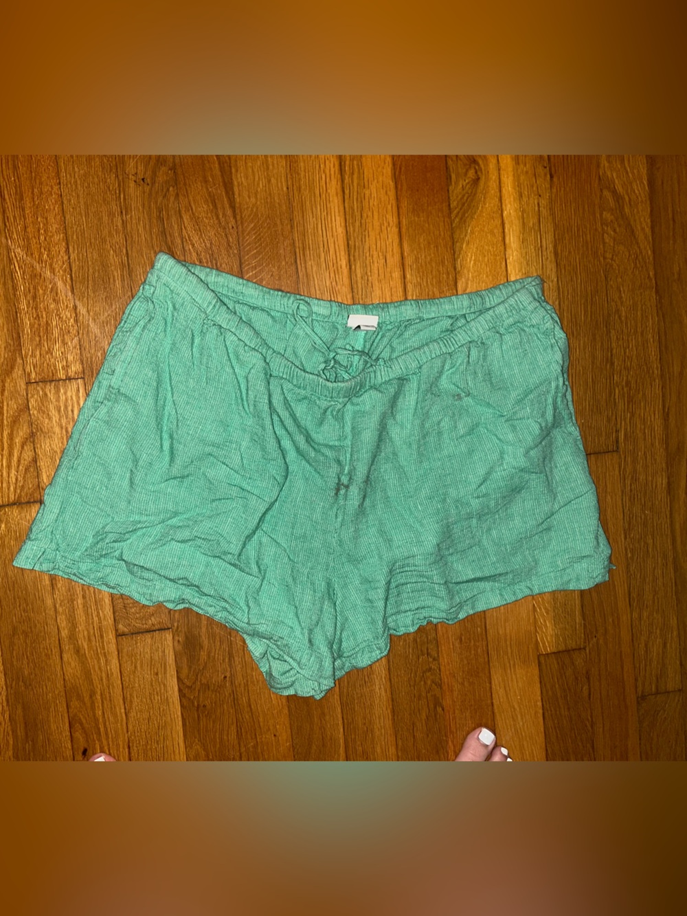 a new day Mint Green Lightweight Drawstring Linen-Blend Shorts